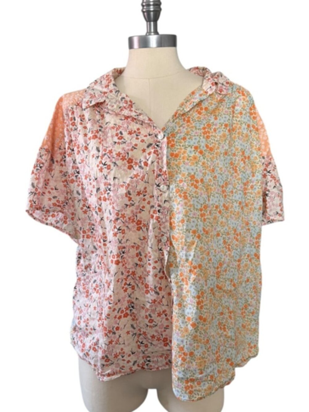 AMERICAN EAGLES OUTFITTERS womens patchwork cottagecore button down shirt
